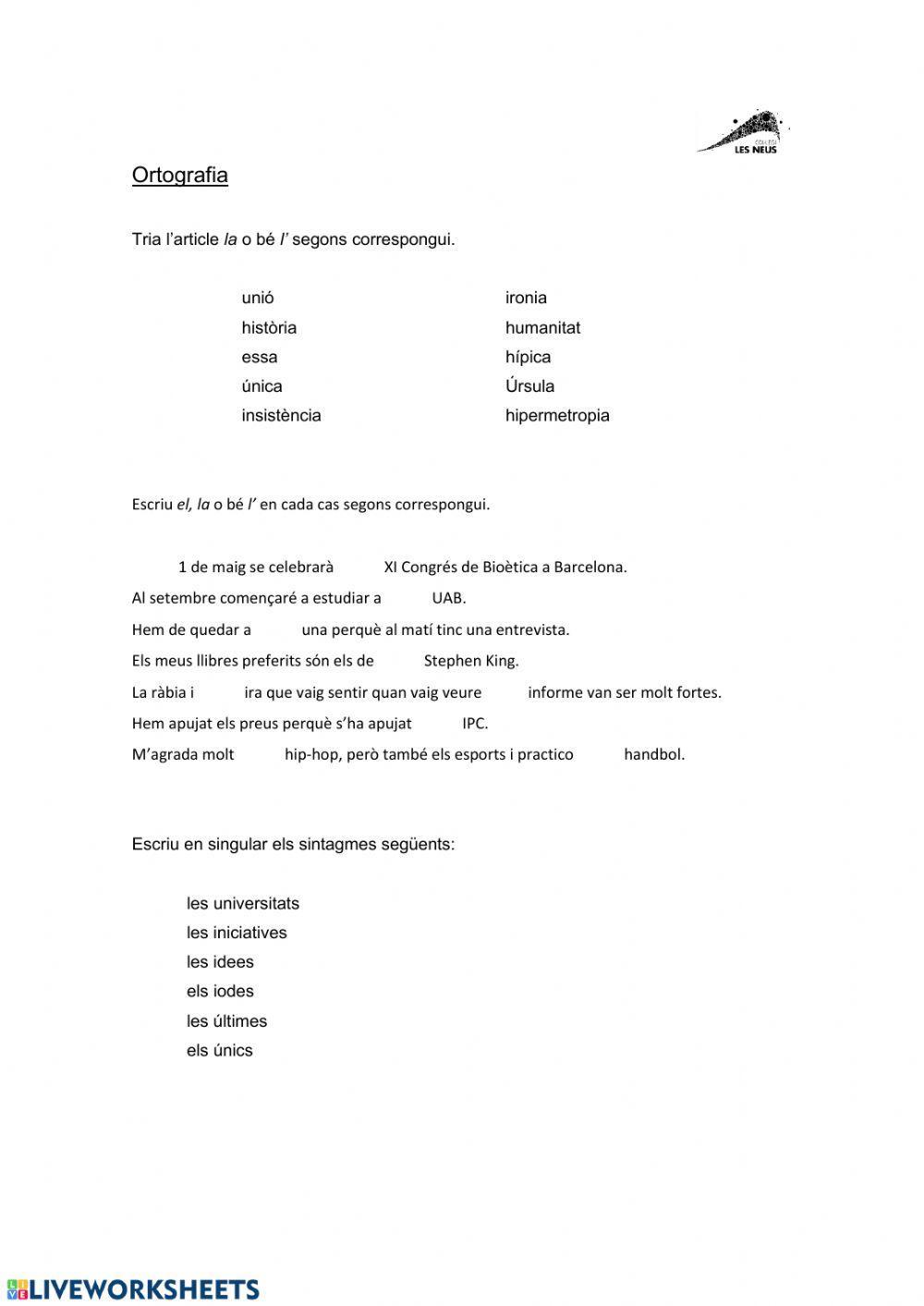 L'apòstrof. Casos conflictius