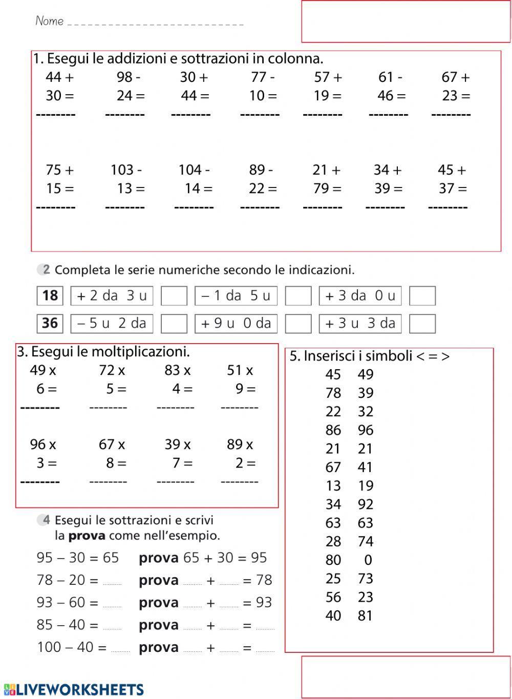 Addizioni, sottrazioni,moltiplicazioni,..