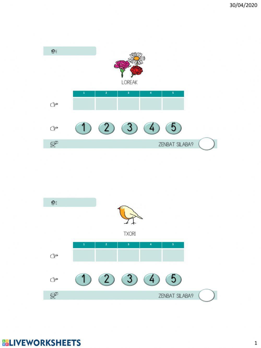 SILABAK ZENBATU (Udaberriko hiztegiarekin eta audioarekin)