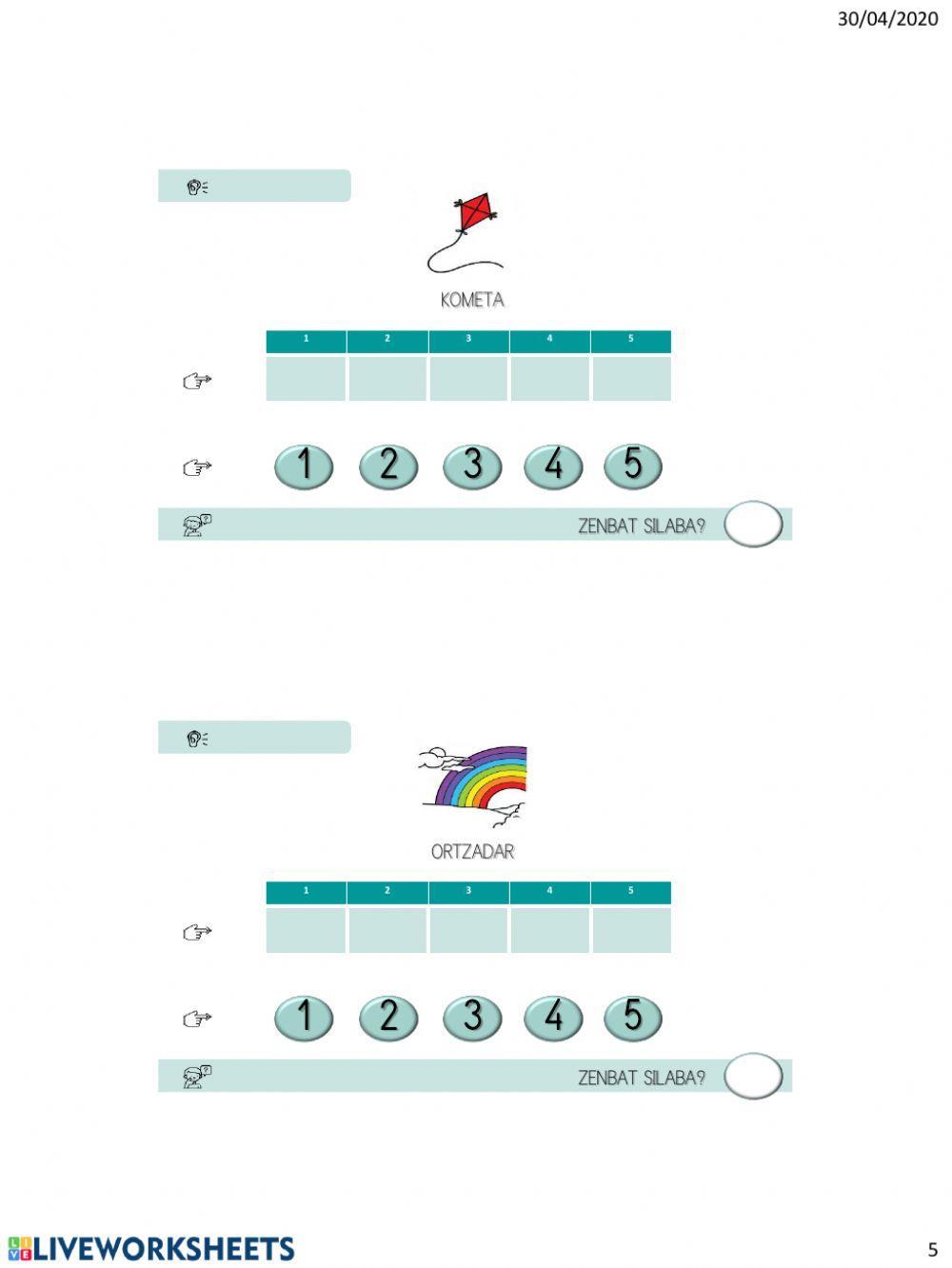 SILABAK ZENBATU (Udaberriko hiztegiarekin eta audioarekin)