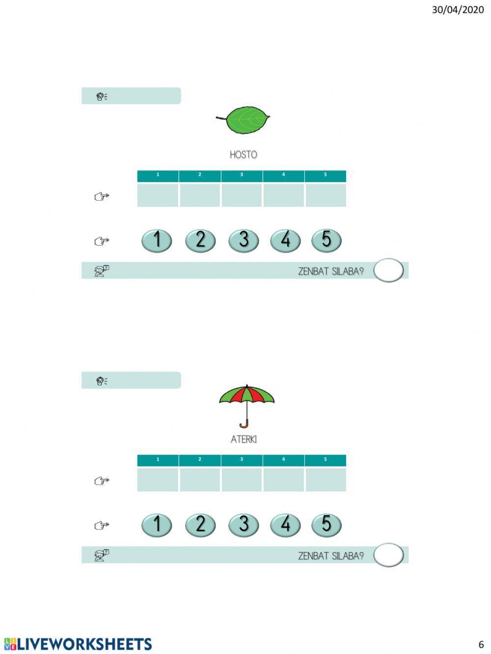 SILABAK ZENBATU (Udaberriko hiztegiarekin eta audioarekin)