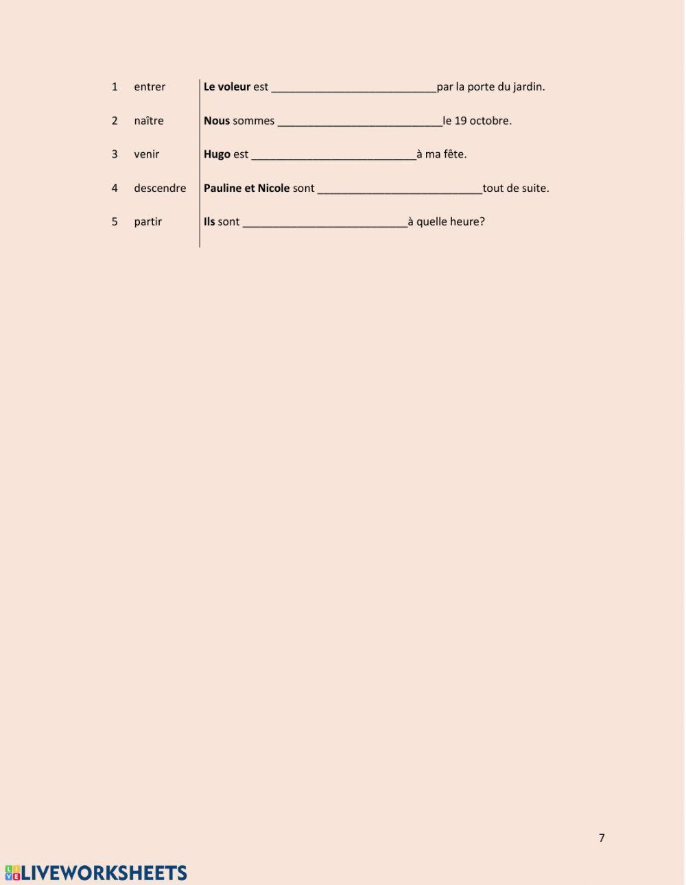 Passé composé avec être