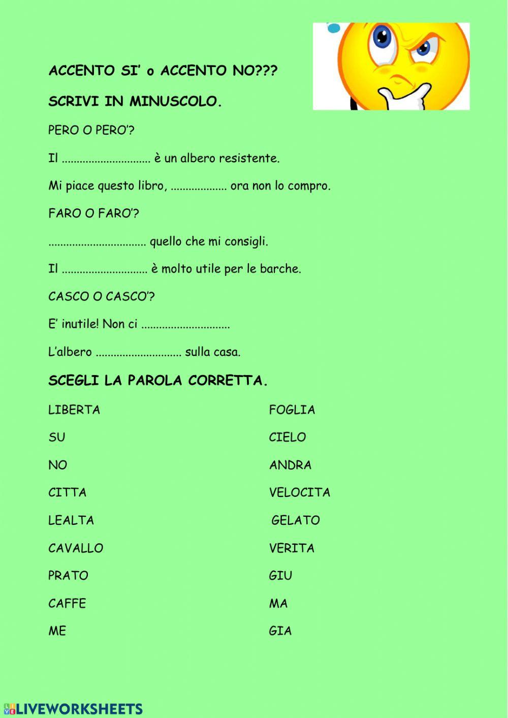 Esercizi sull'accento