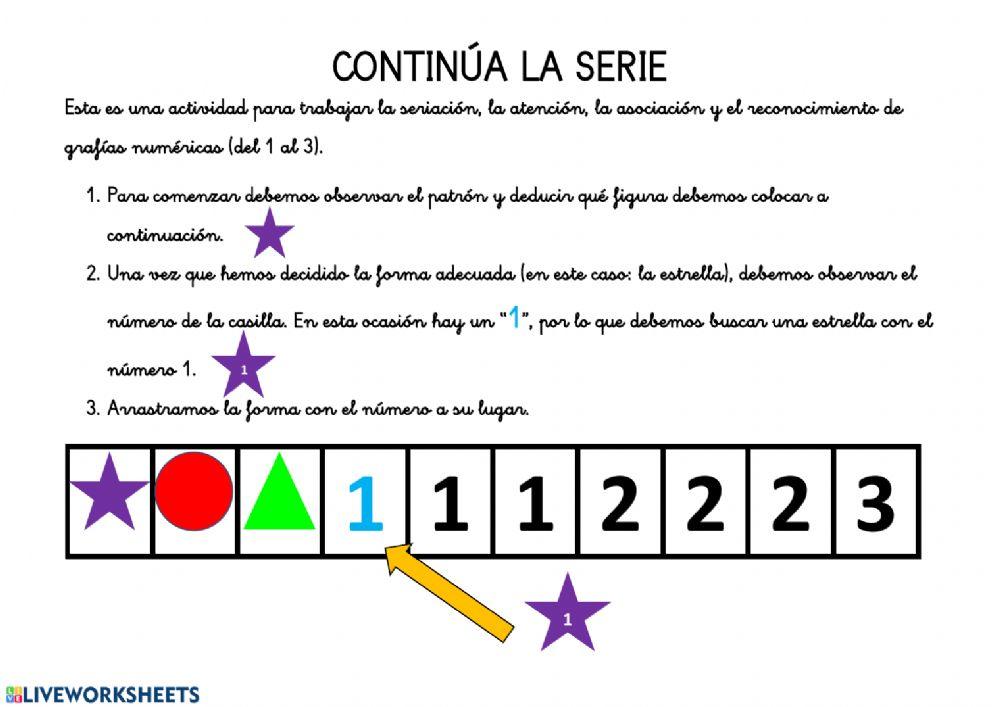 SERIACIÓN, atención Ygrafías numéricas hasta 3