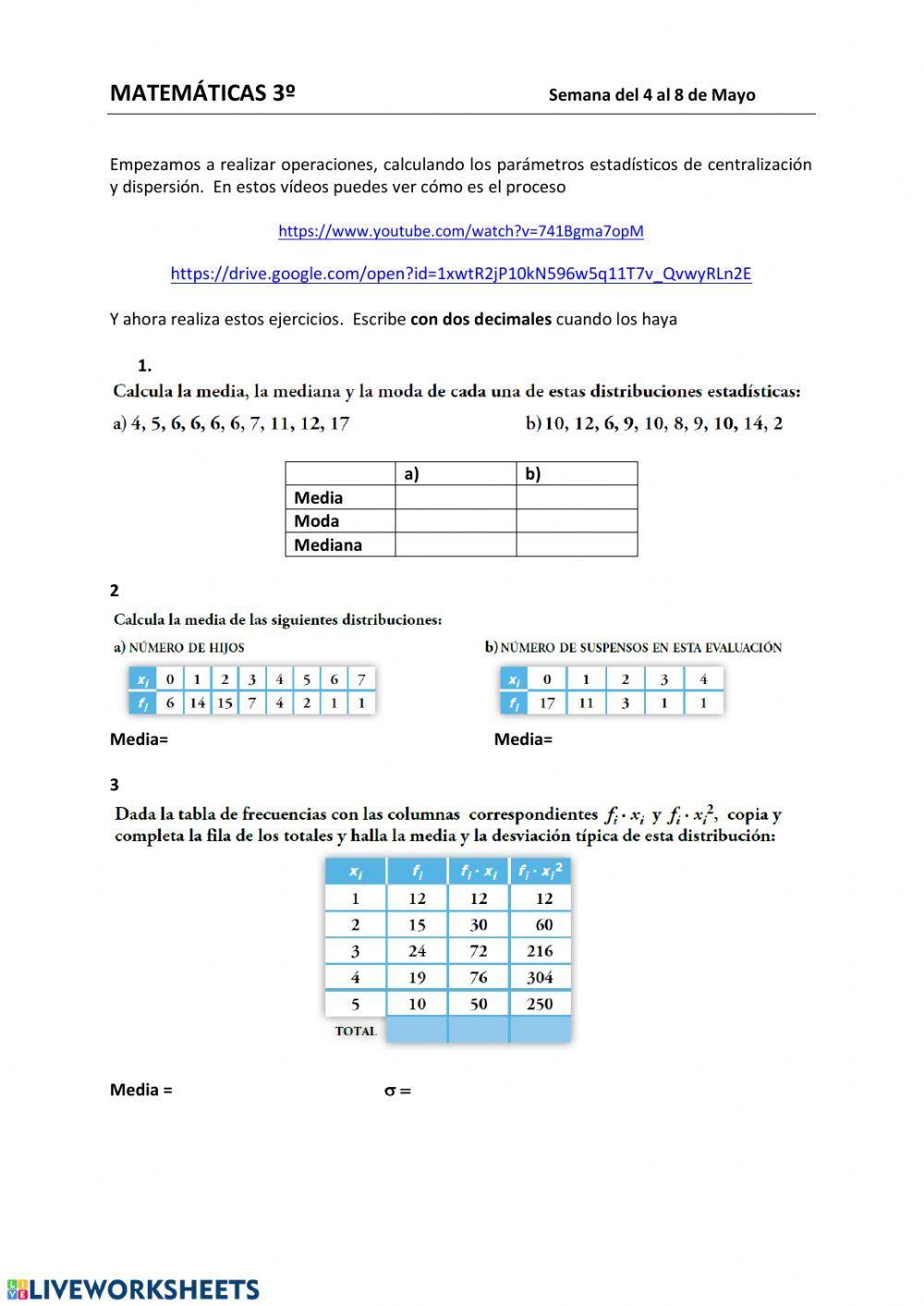 Parámetros estadísticos