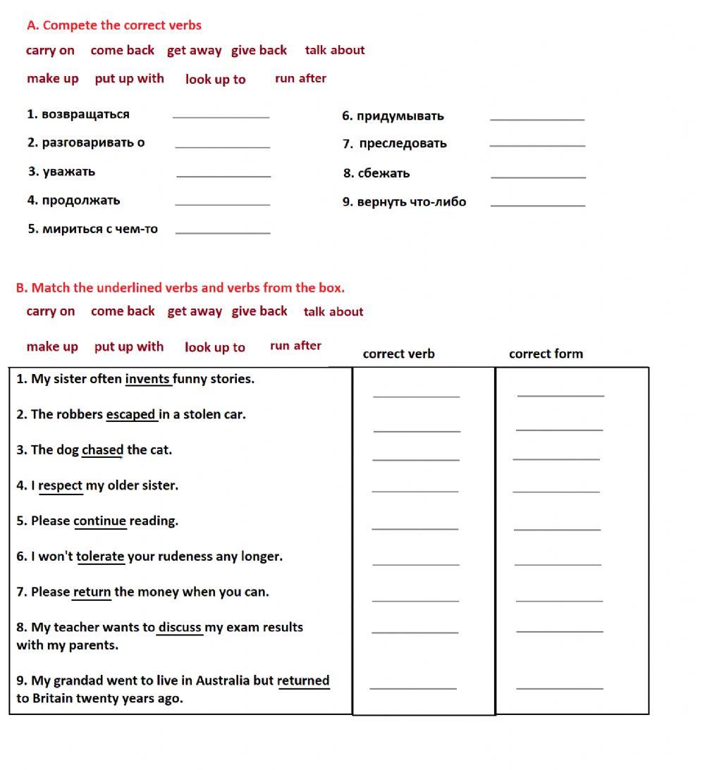 Phrasal Verbs and their synonyms