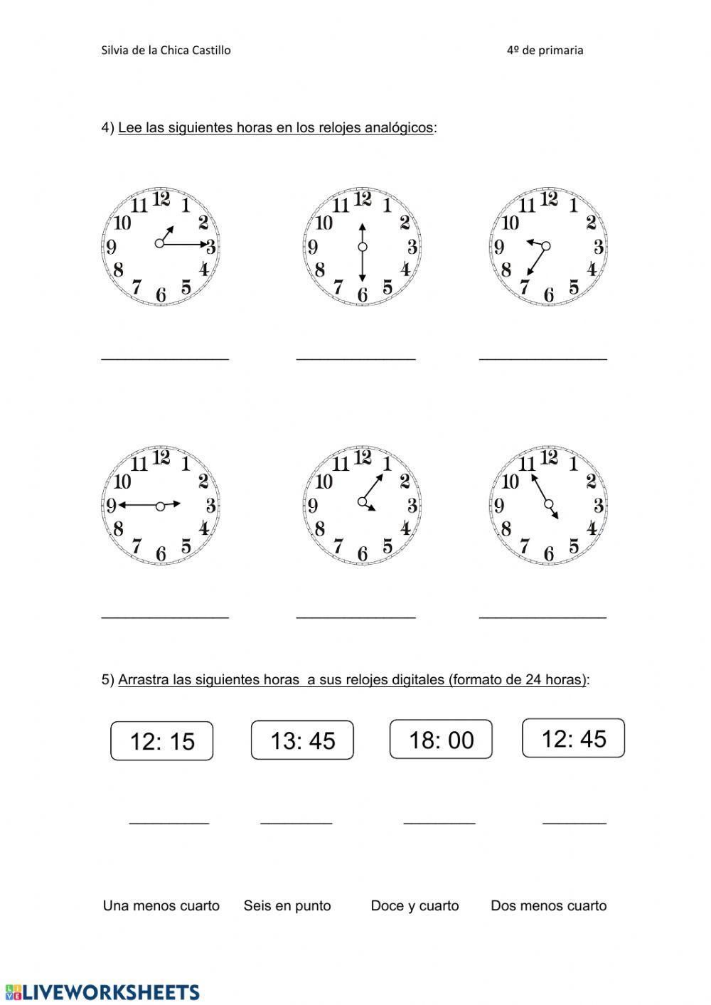 El reloj y las unidades de tiempo:hora, minuto y segundo