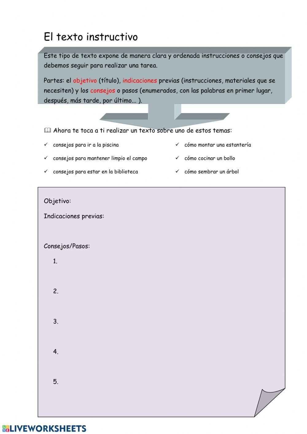 Texto instructivo Lengua