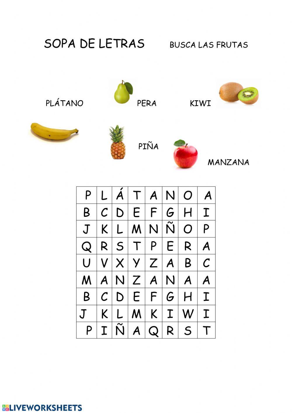 Sopa de letras (frutas)