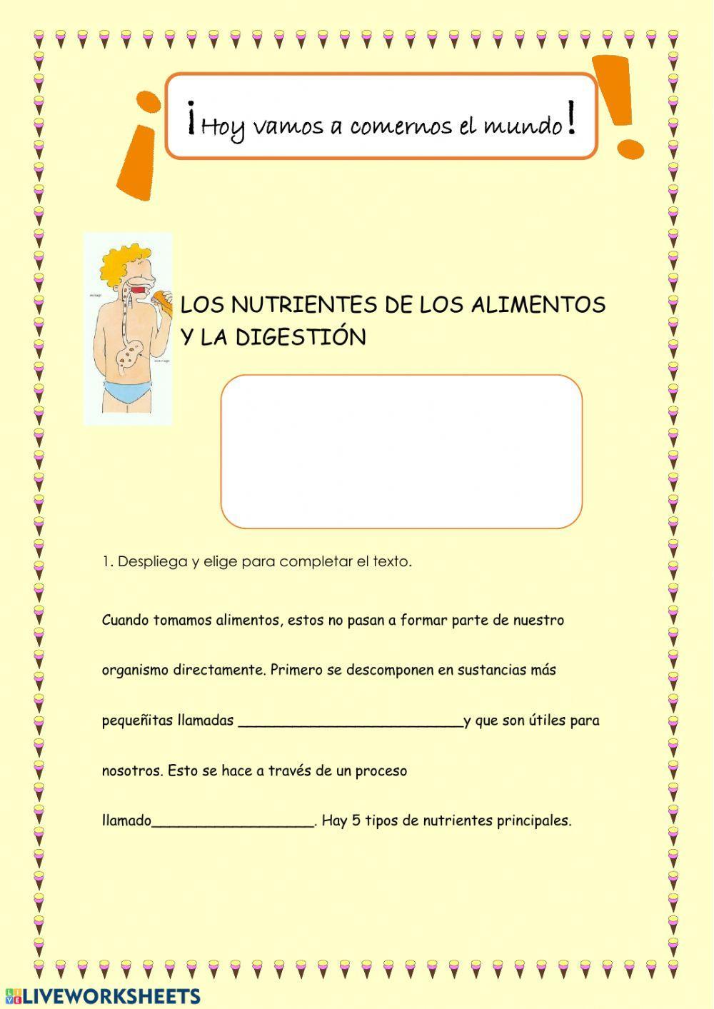 Nutrientes, alimentación y aparato digestivo