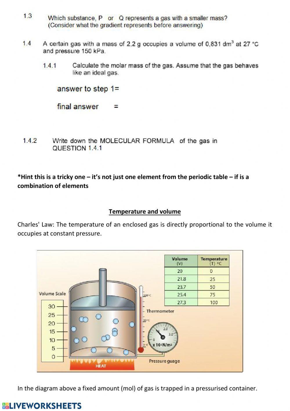Gases worksheet 2