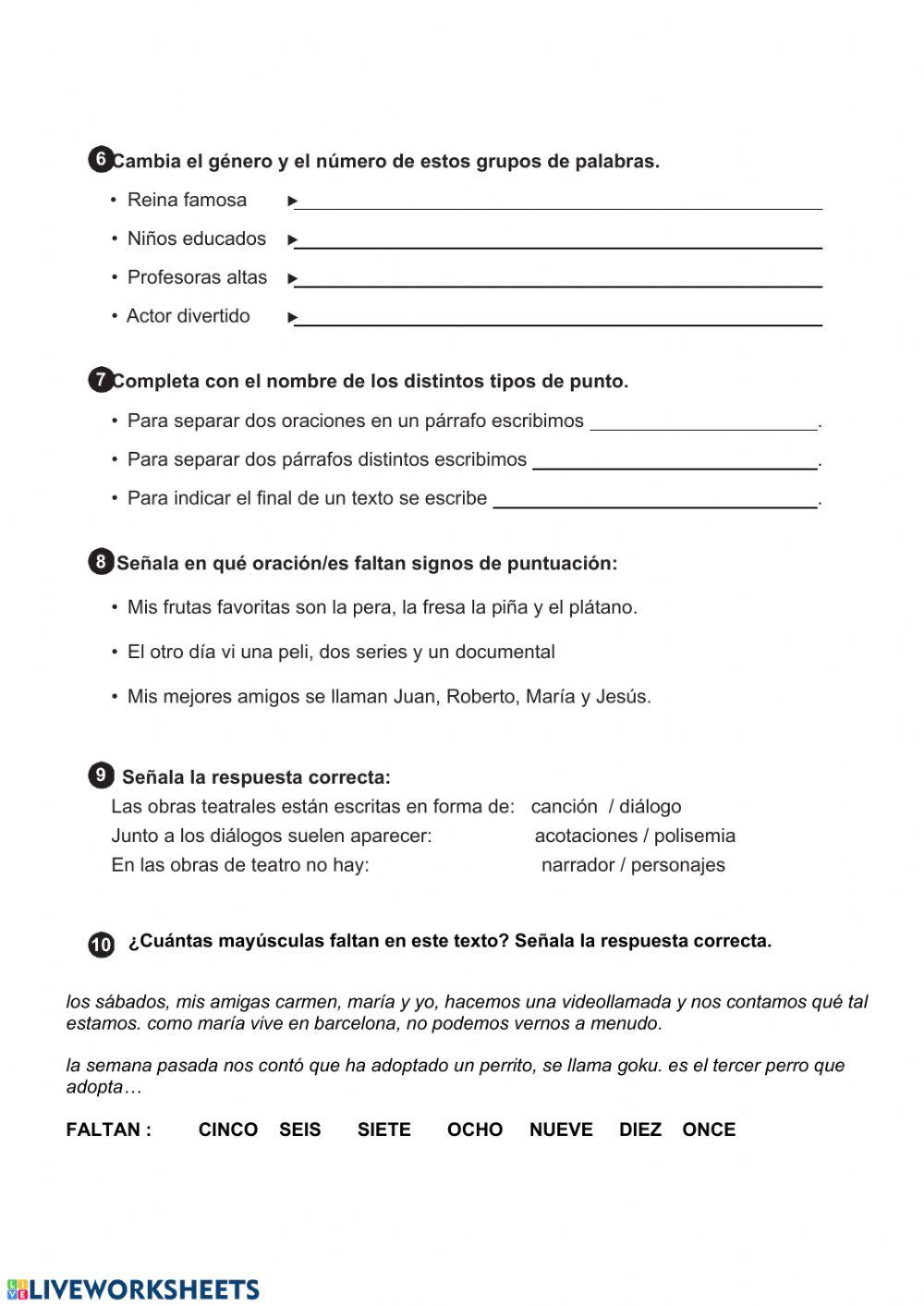 REPASO FINAL TEMA 10 LENGUA