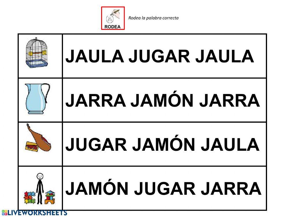 Lectoescritura. Ñ-J