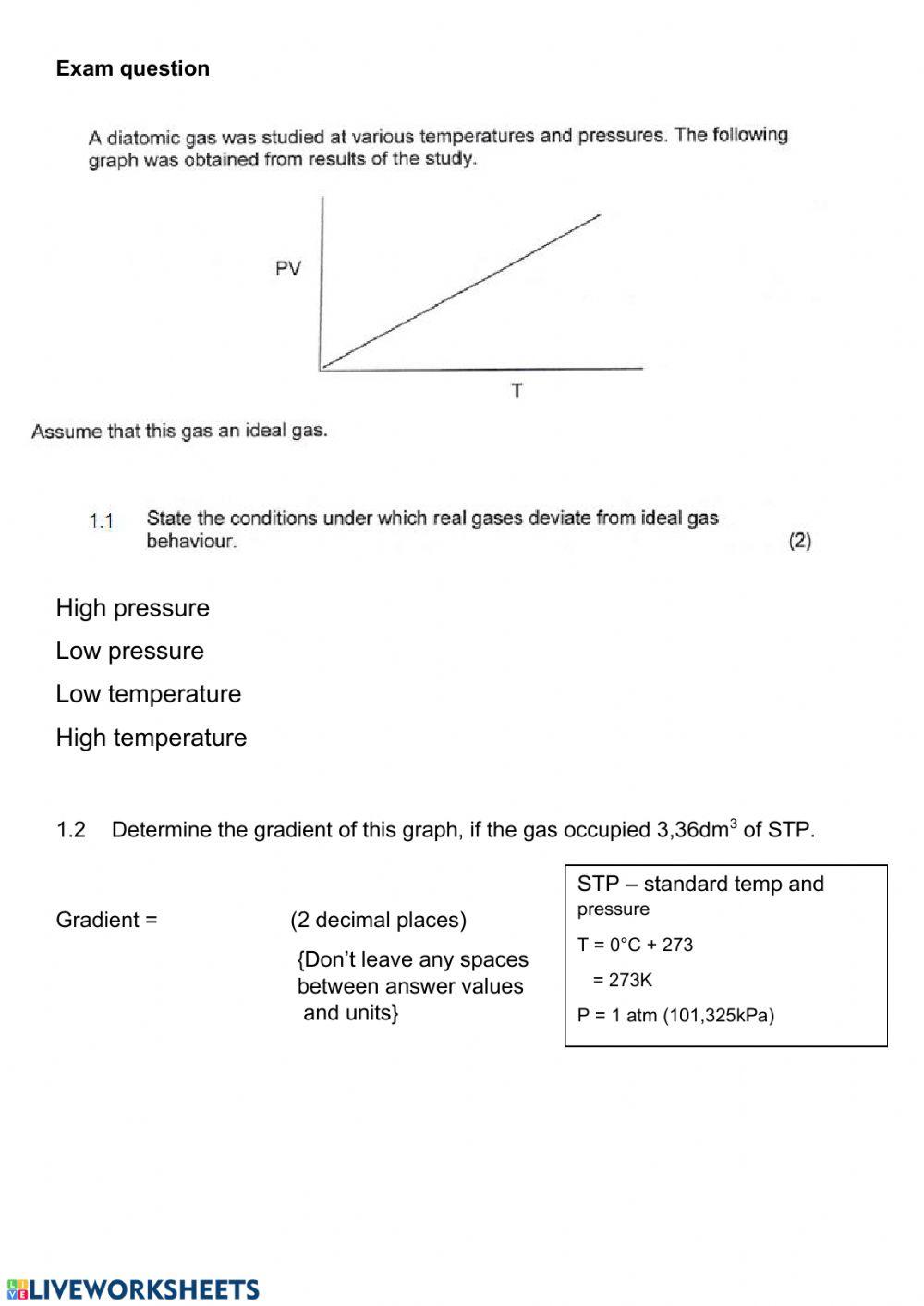 Gases worksheet 4
