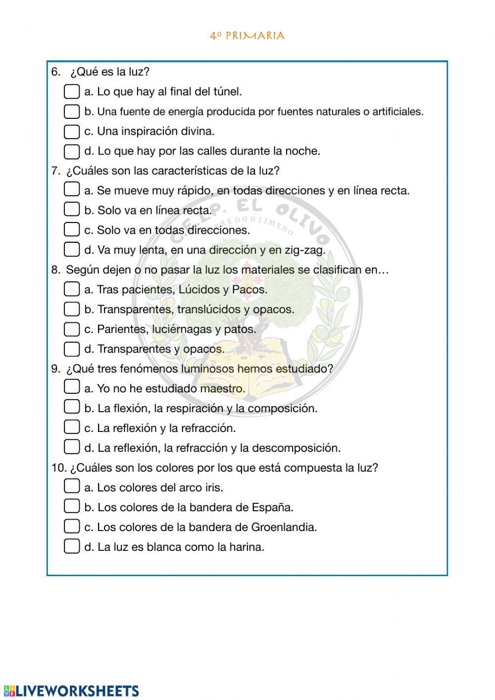 Ponte a prueba tipo test materia y energía