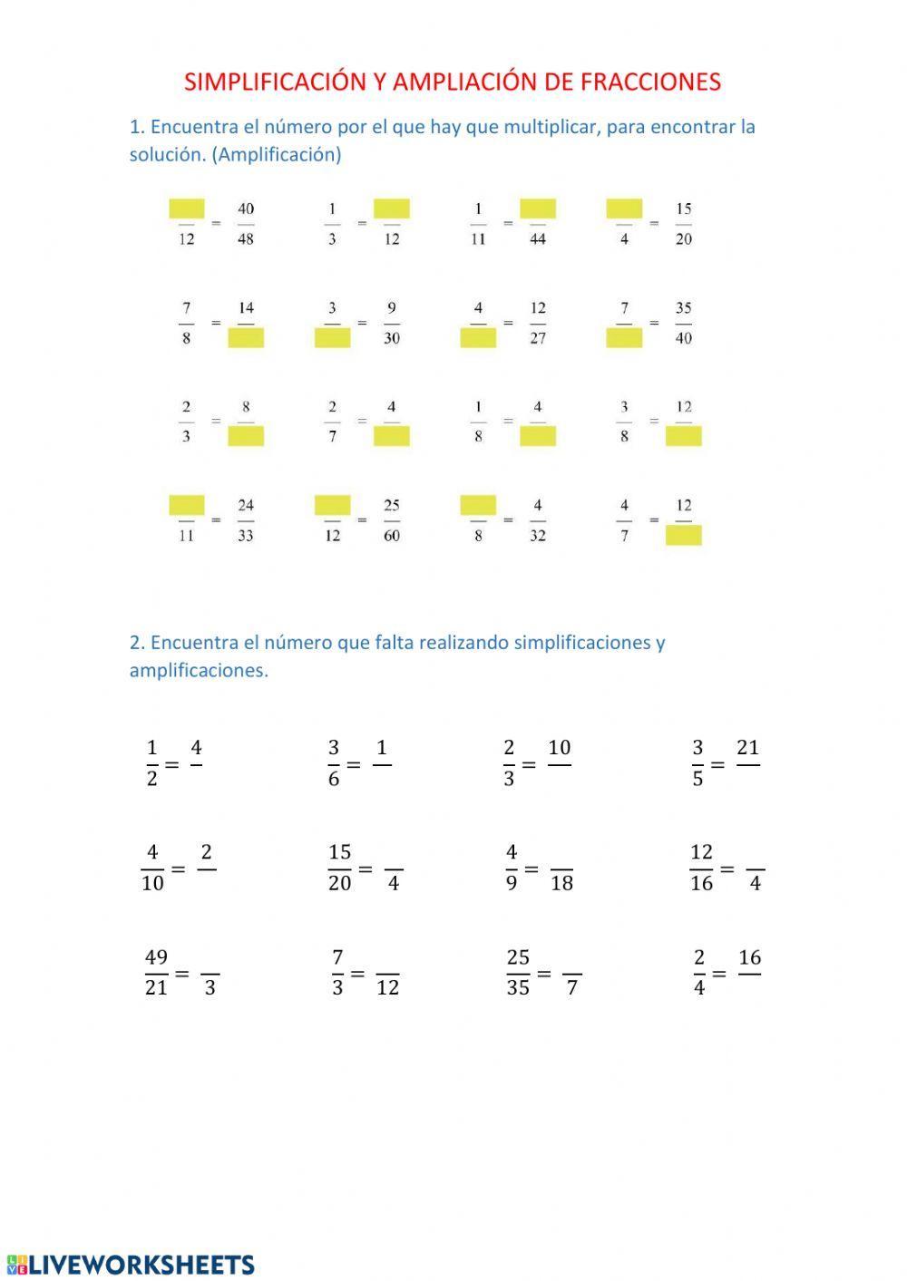 Fracciones equivalentes