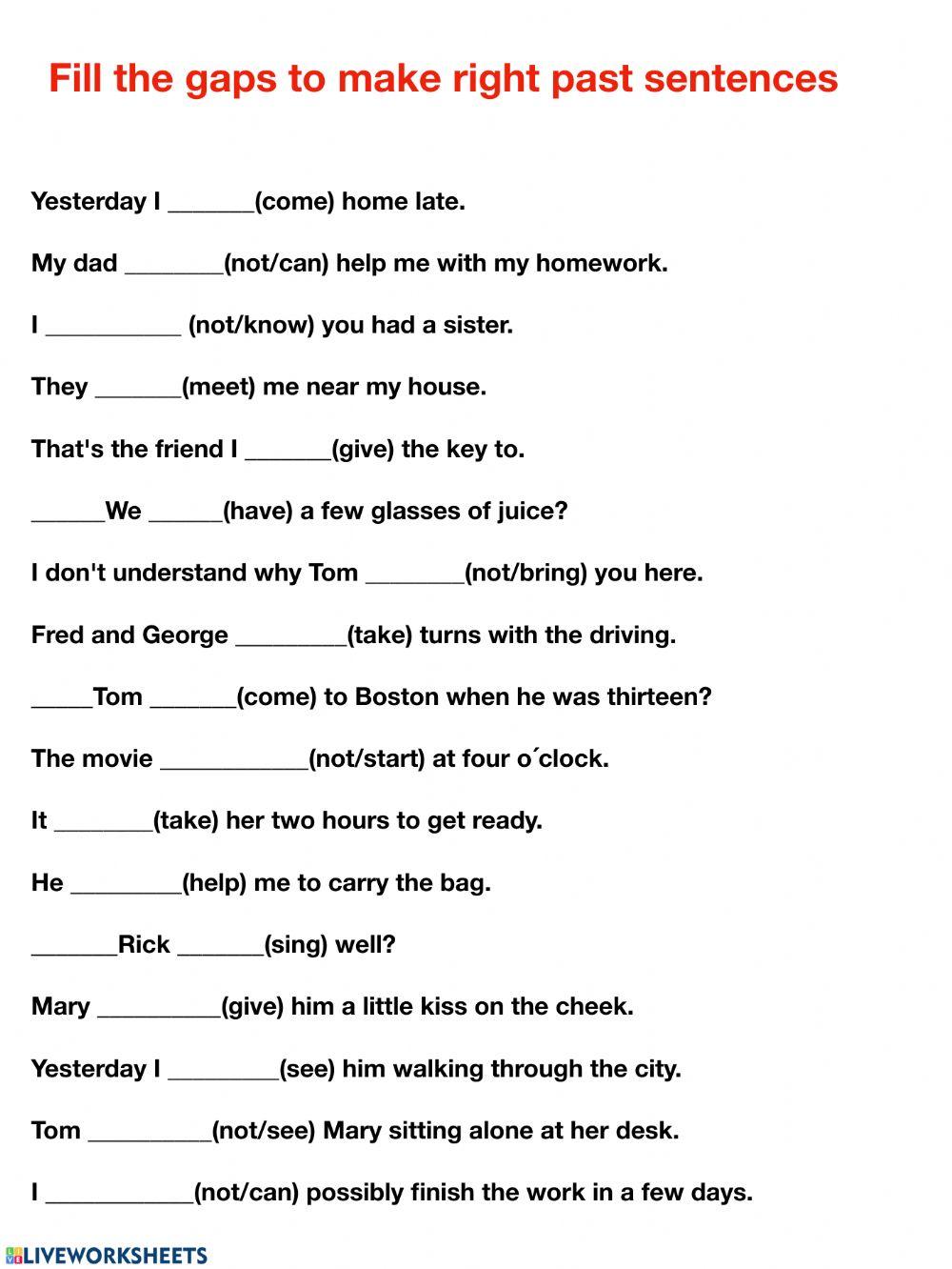 Past simple 5º séptima ficha