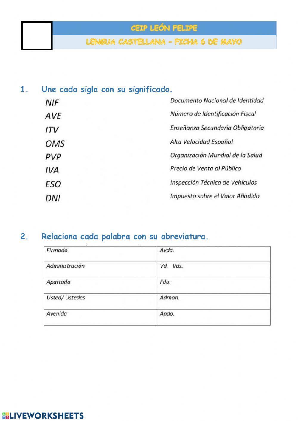 Castellano - Siglas, abreviaturas y complemento circunstancial