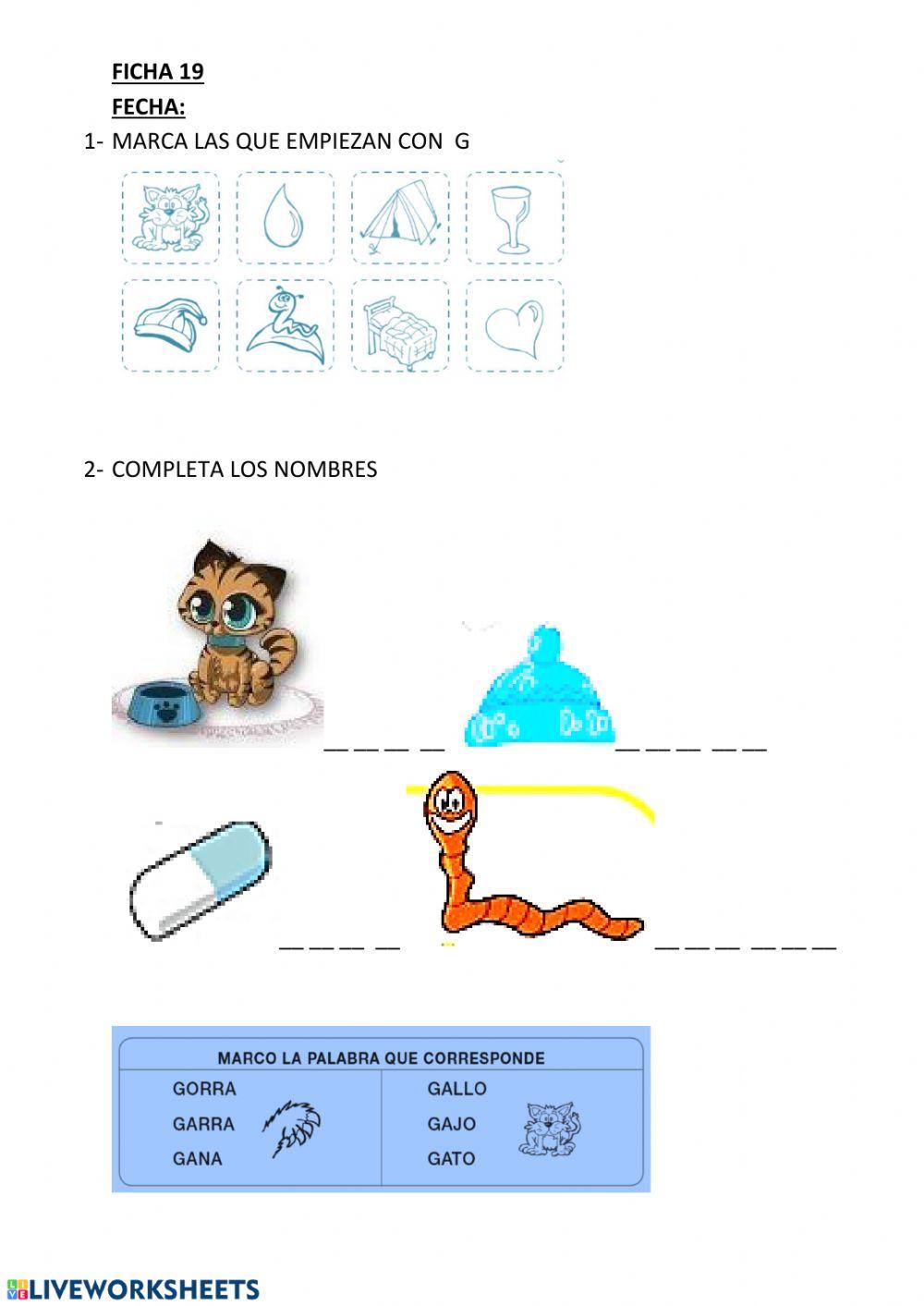 Alfabetizacion 19.1 Sonido inicial g