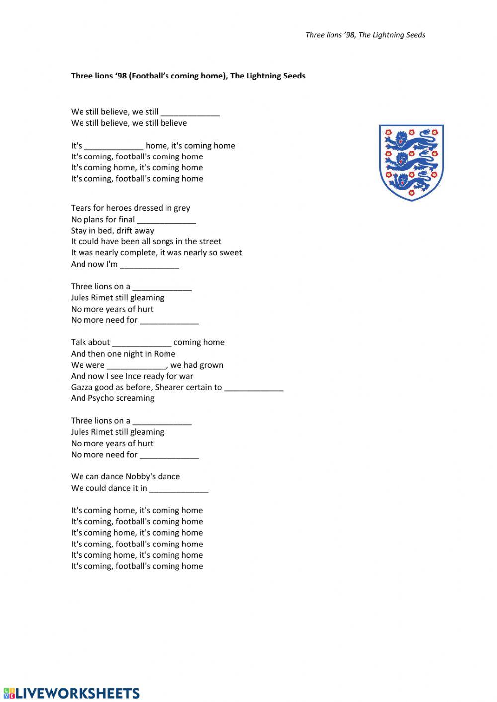 Three Lions - football is coming home
