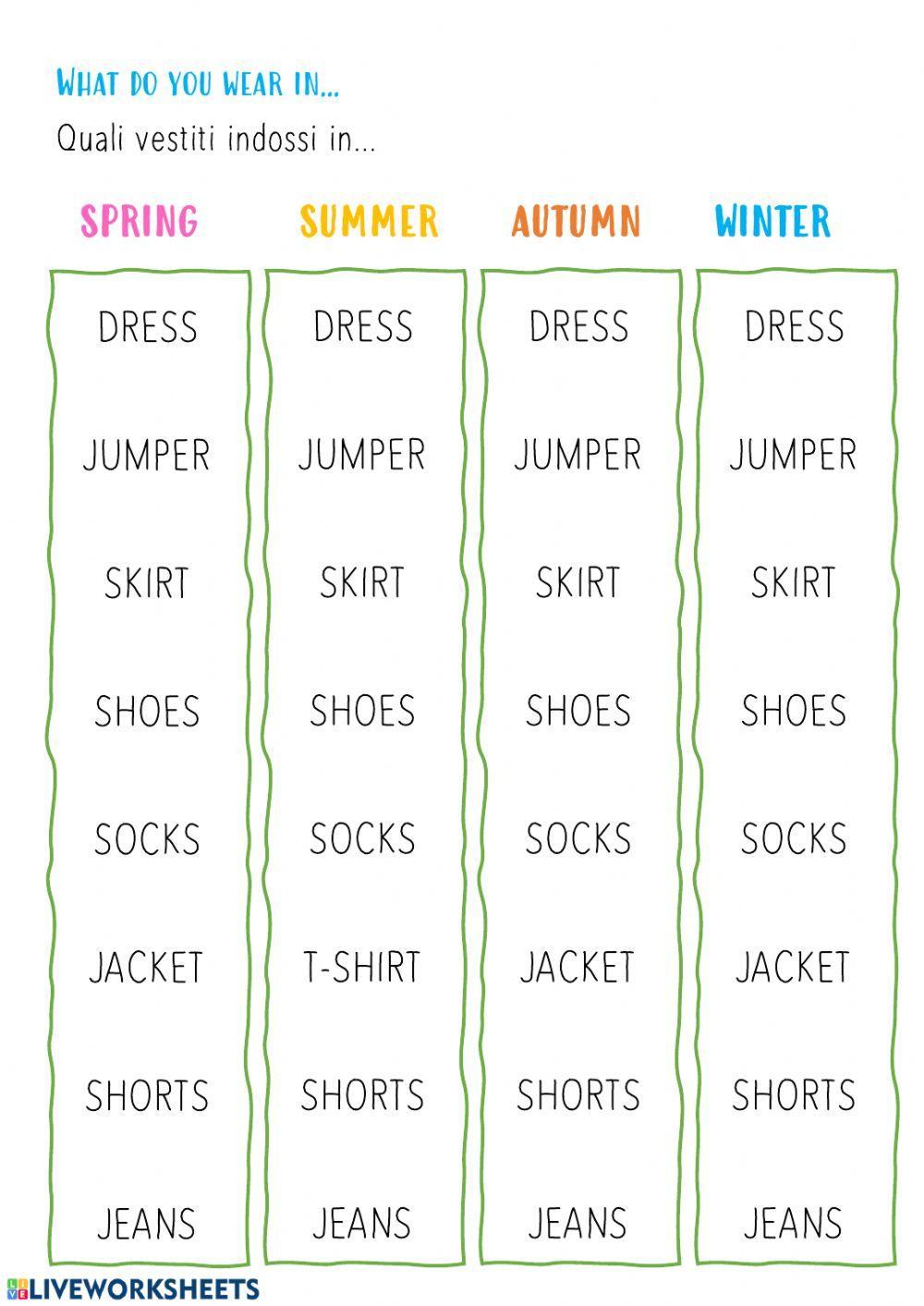 Clothes and Seasons