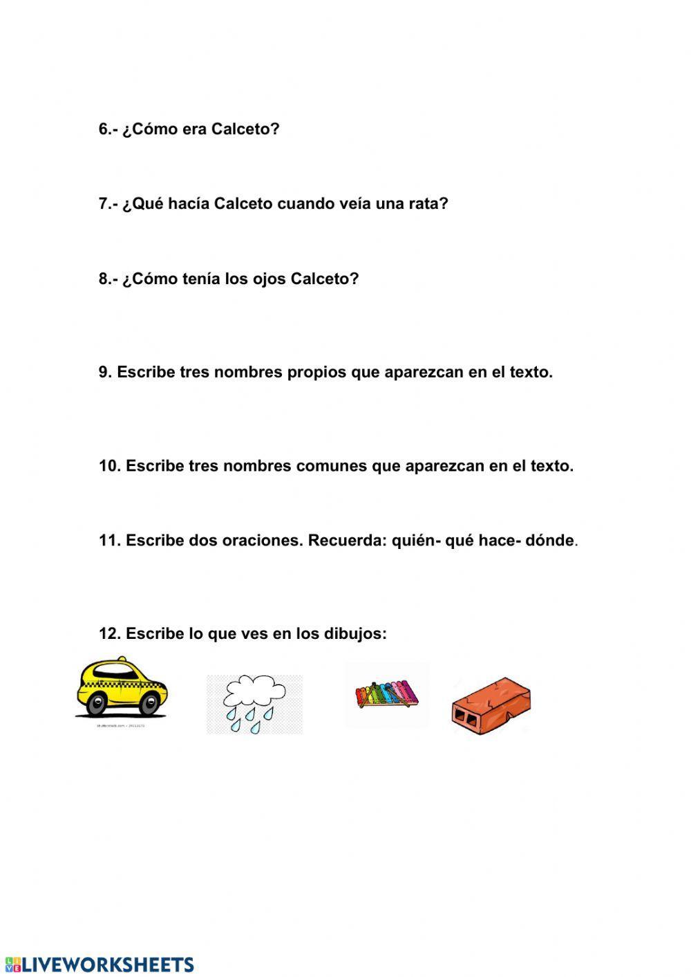 Comprensión lectora 2º de primaria