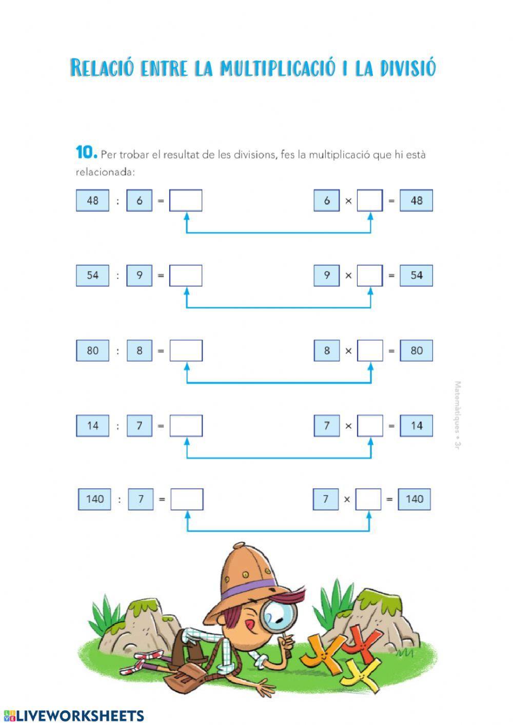 Relació entre multiplicació i divisió