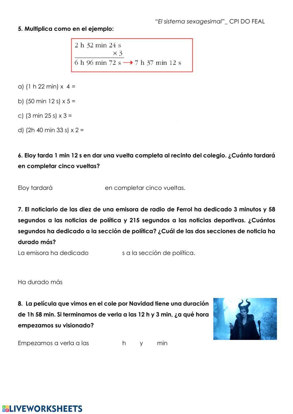 Sumas y restas de cantidades de tiempo