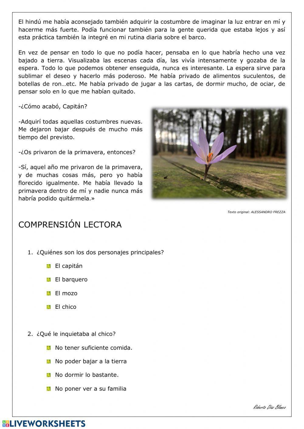 Compresión Lectora - El capitán y el mozo