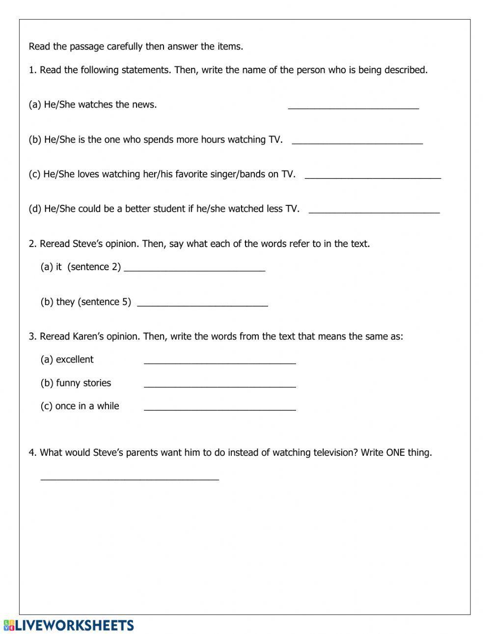 Reading Comprehension GLAT Practice