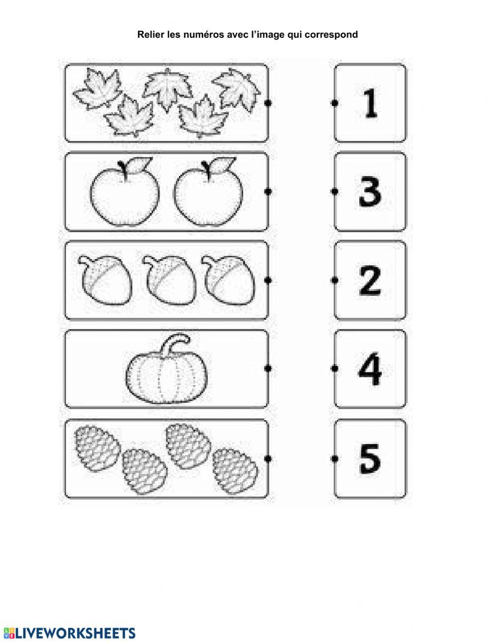 Relier les chifres avec la quantité
