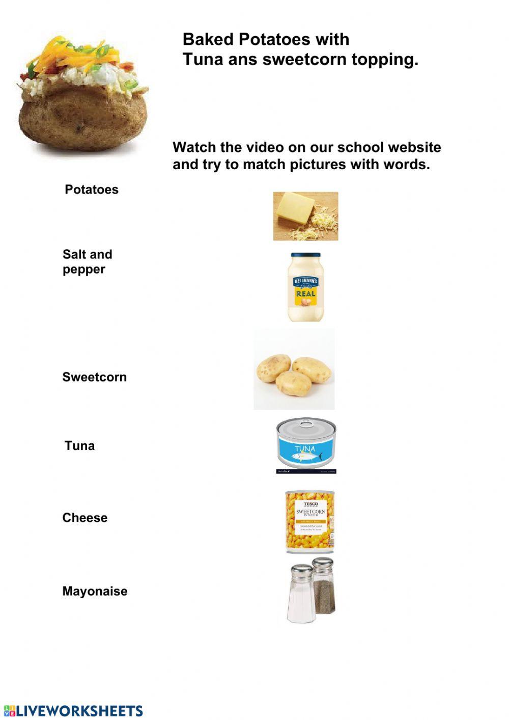 Matching words baking potato