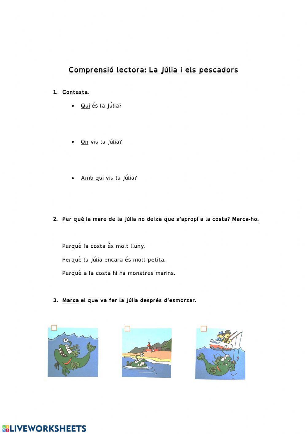 Comprensió lectora 3r-La Júlia i els pescadors