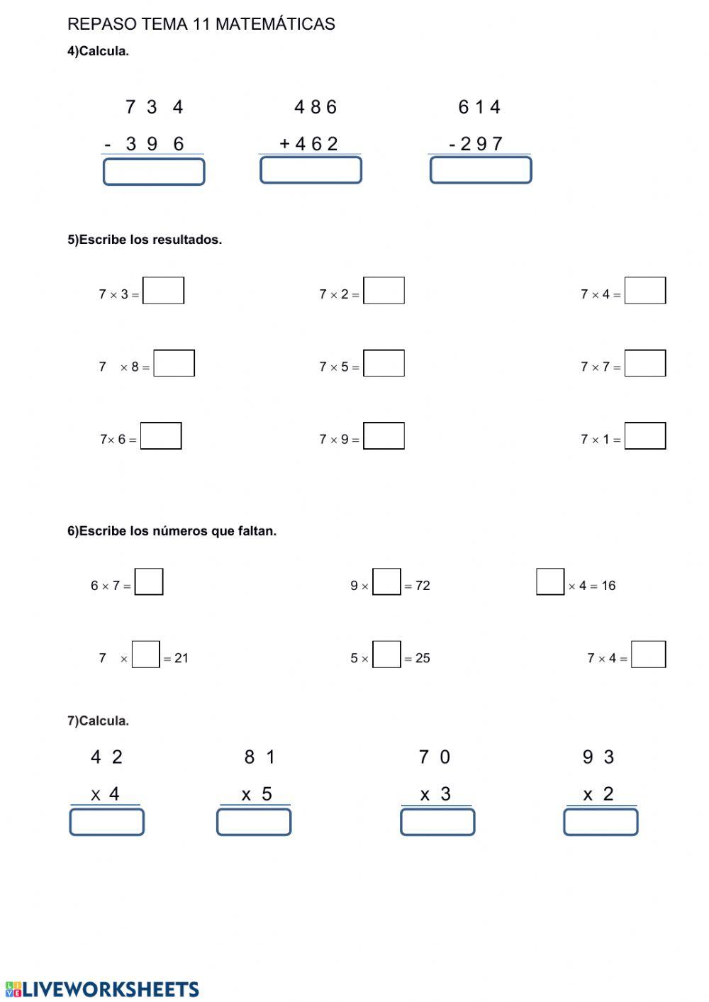REPASANDO TEMA 11 MATEMÁTICAS 2º