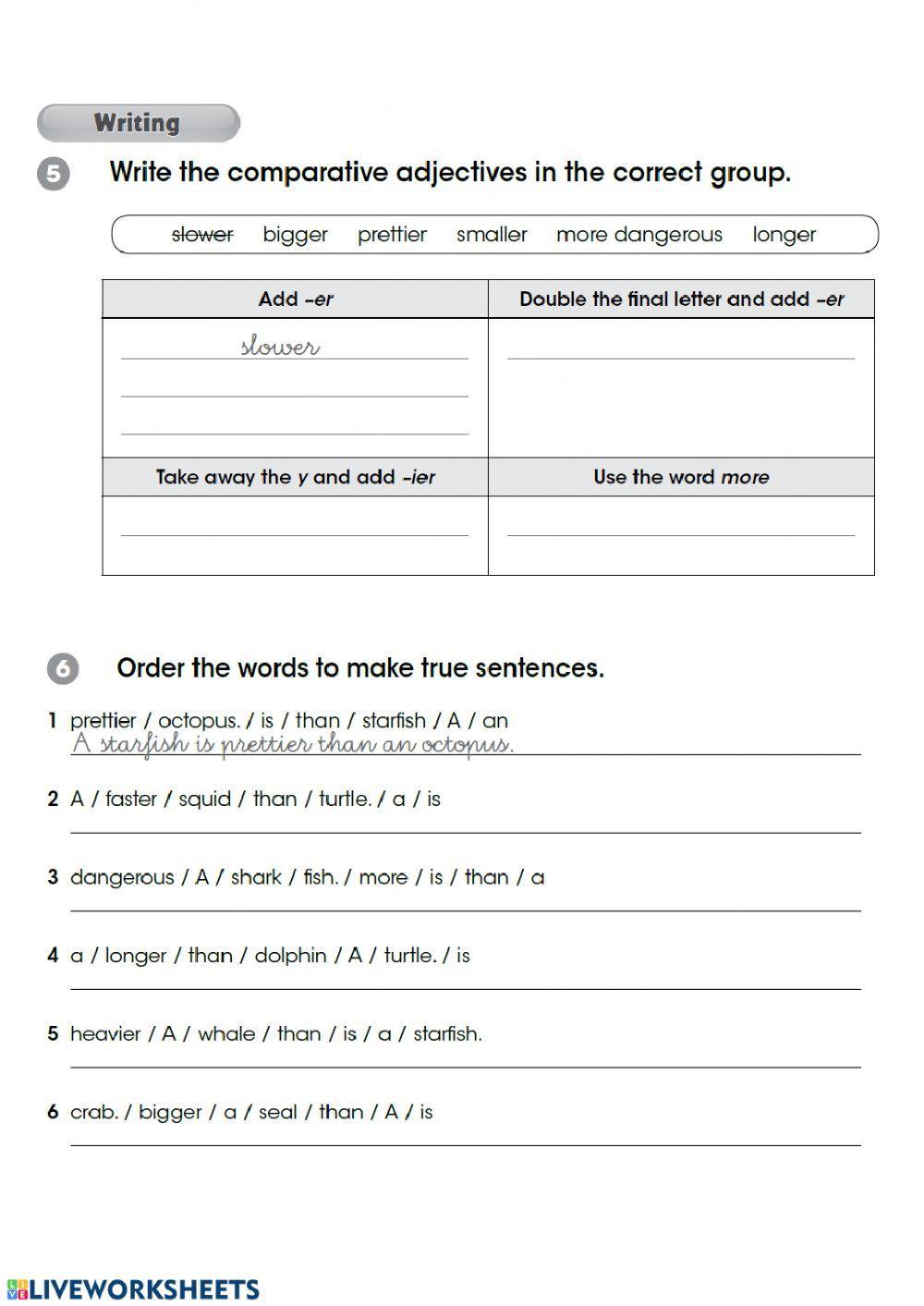 Sea animals and comparatives