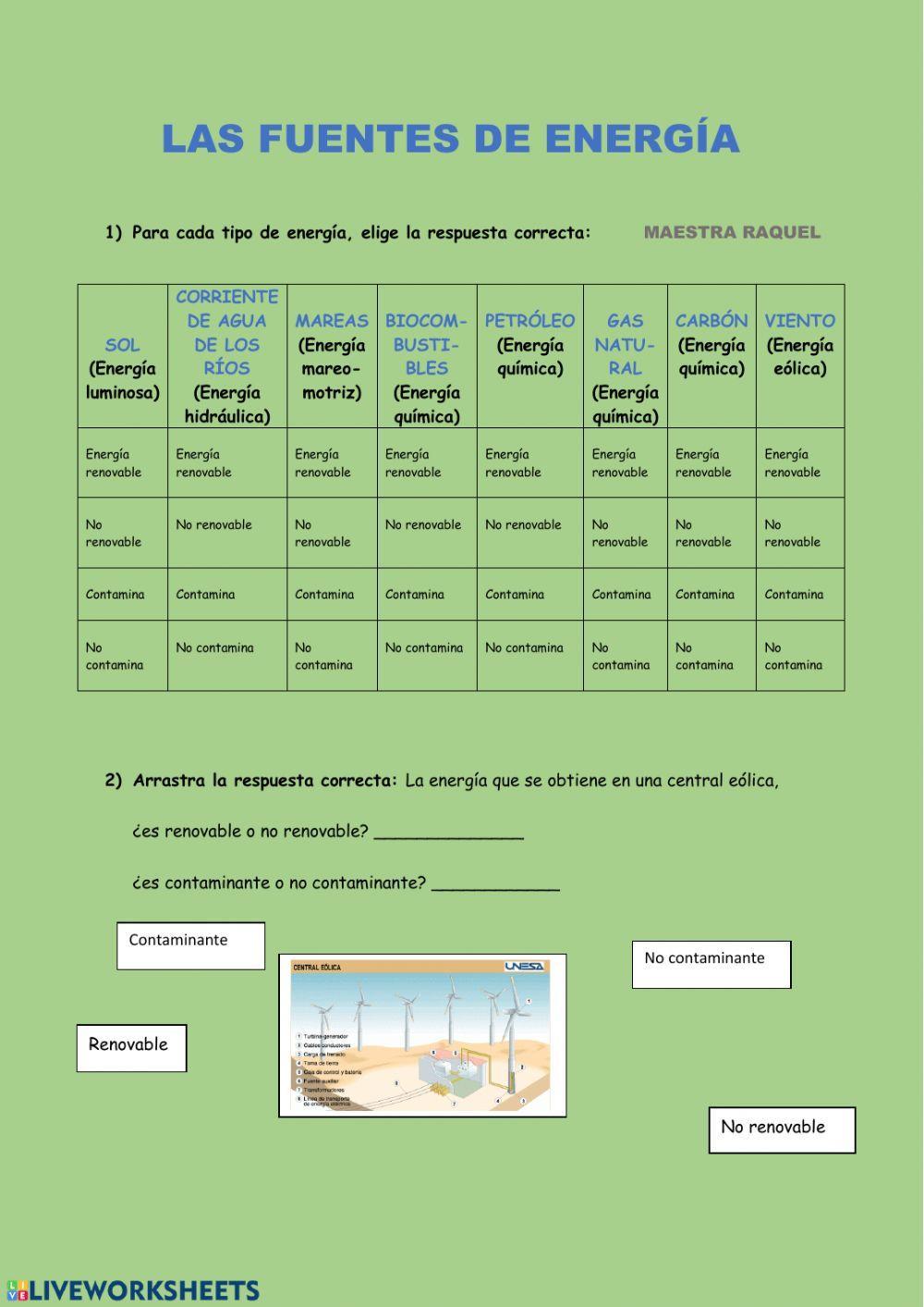 Fuentes de energia renovables y no renovables