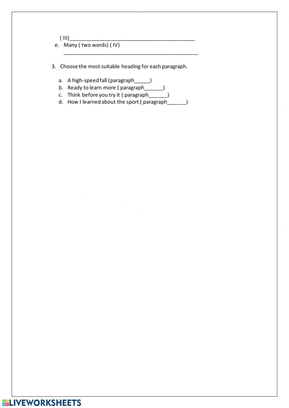 Reading: My Most Exciting Experience