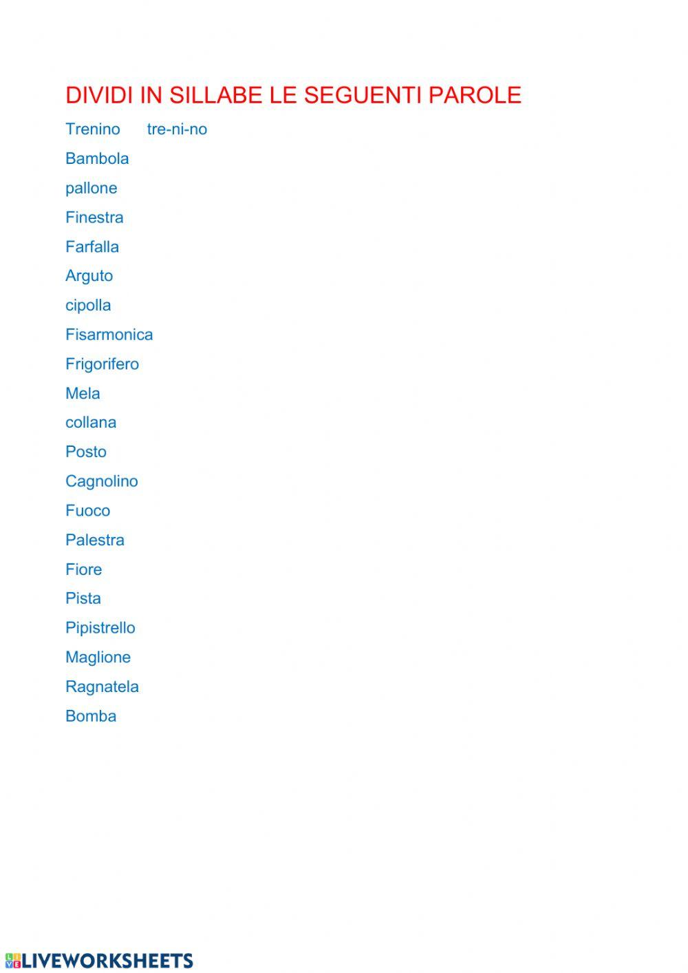 Divisione in sillabe