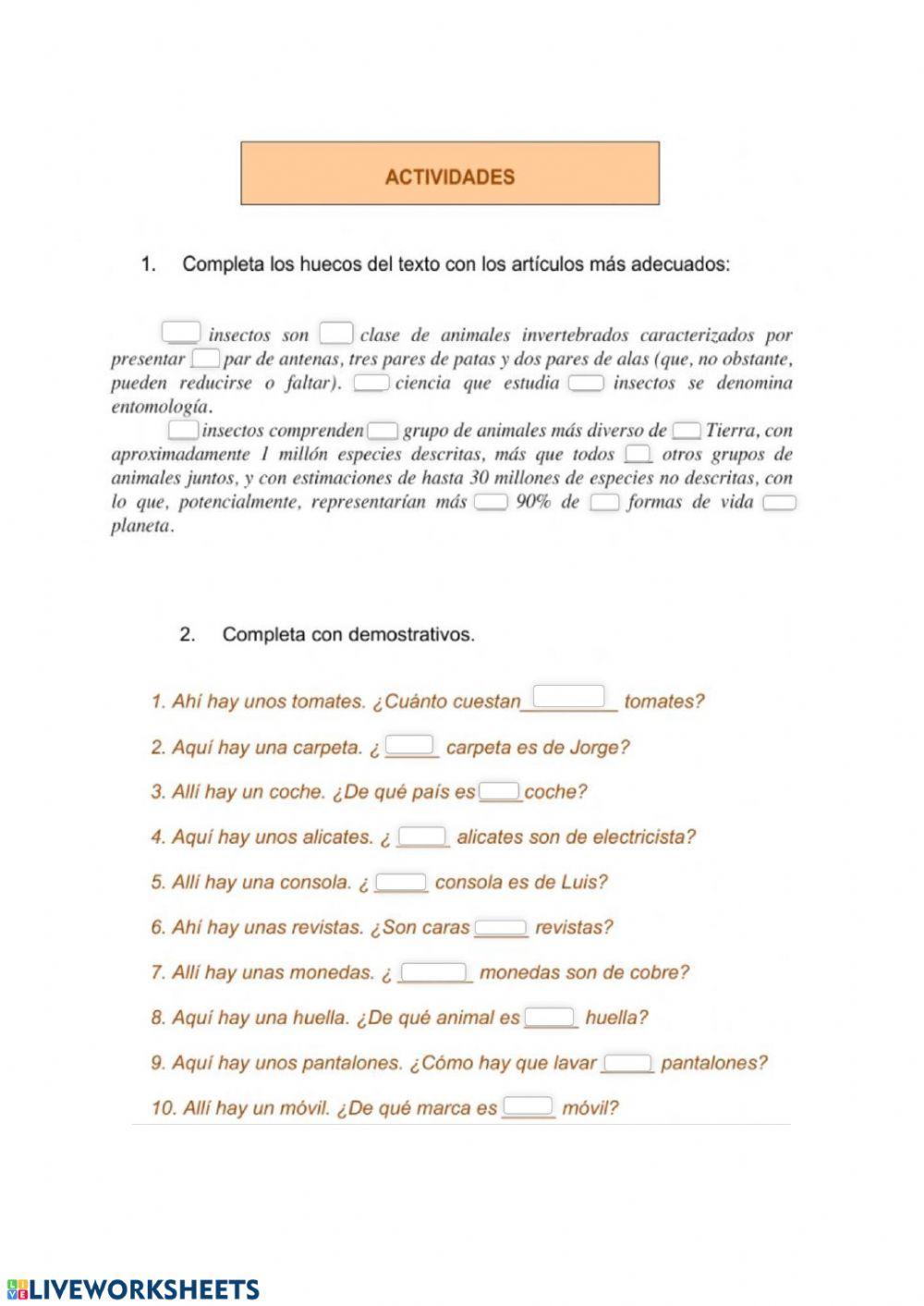 Artículos y demostrativos