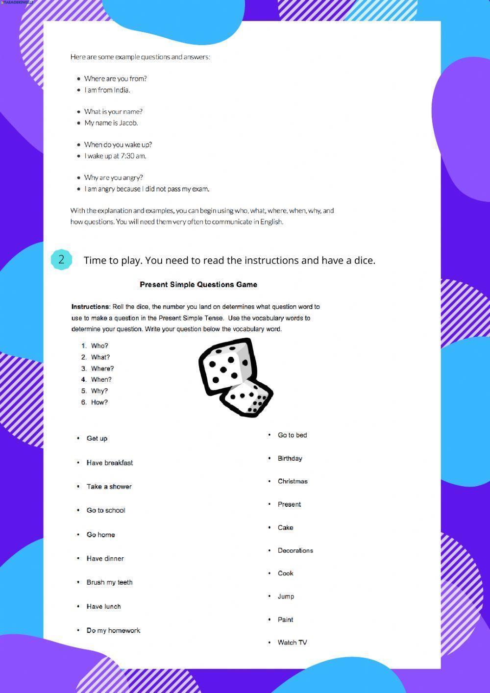 Wh- Questions + Present Continuous