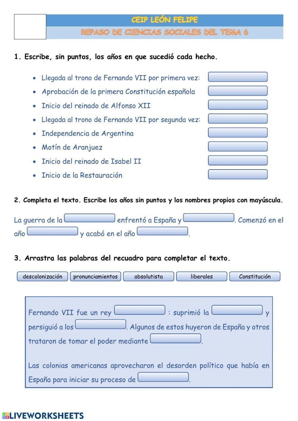 Edad contemporánea: España en el siglo XIX