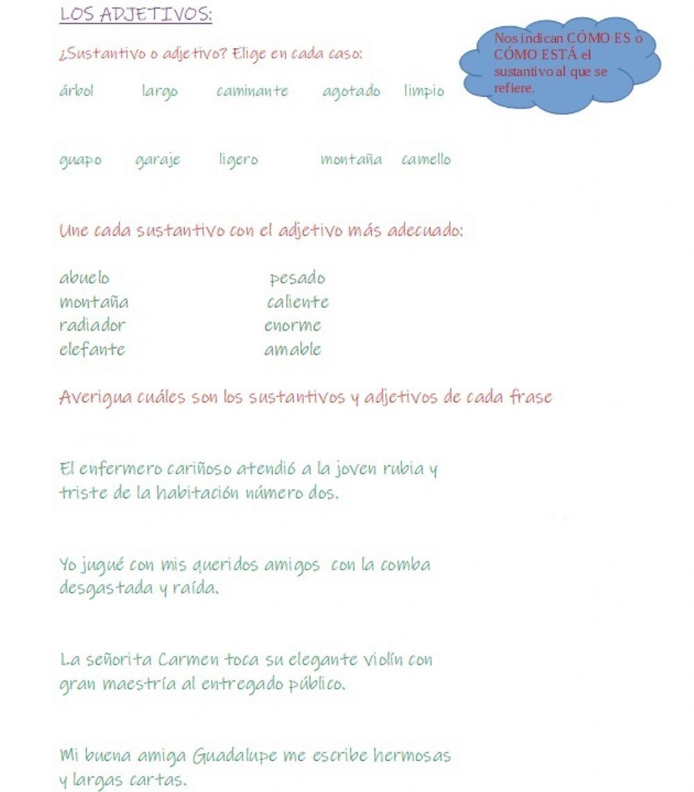 Adjetivos y sustantivos