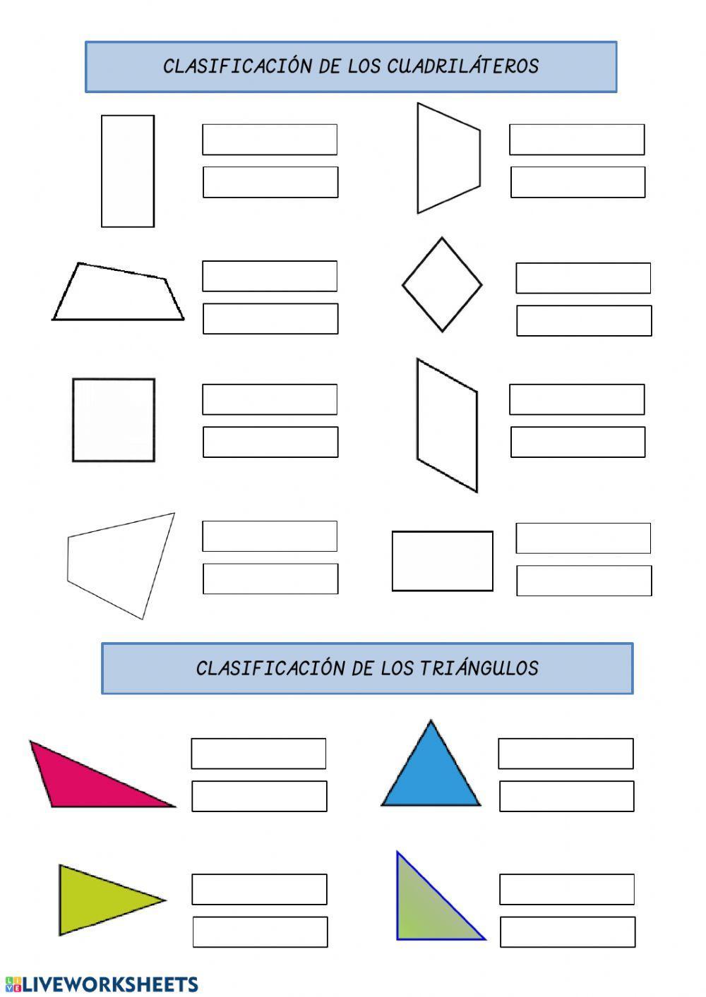 Clasificación de cuadriláteros y triángulos