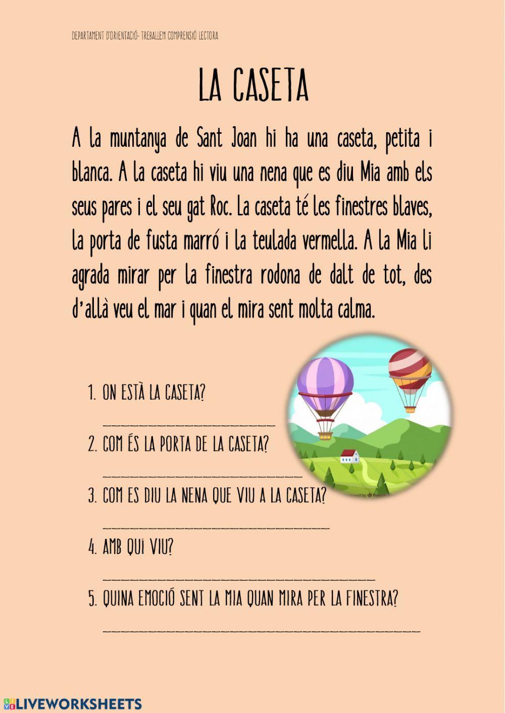 Comprensió lectora La Caseta