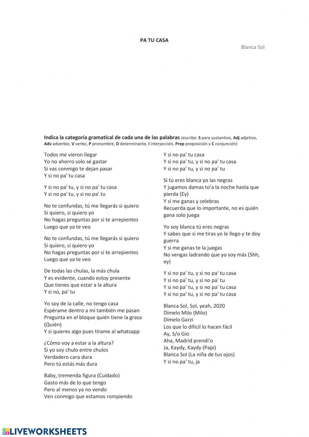 Pa tu casa Morfología