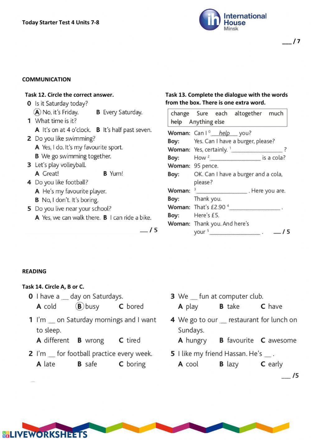 Today Starter Test 4