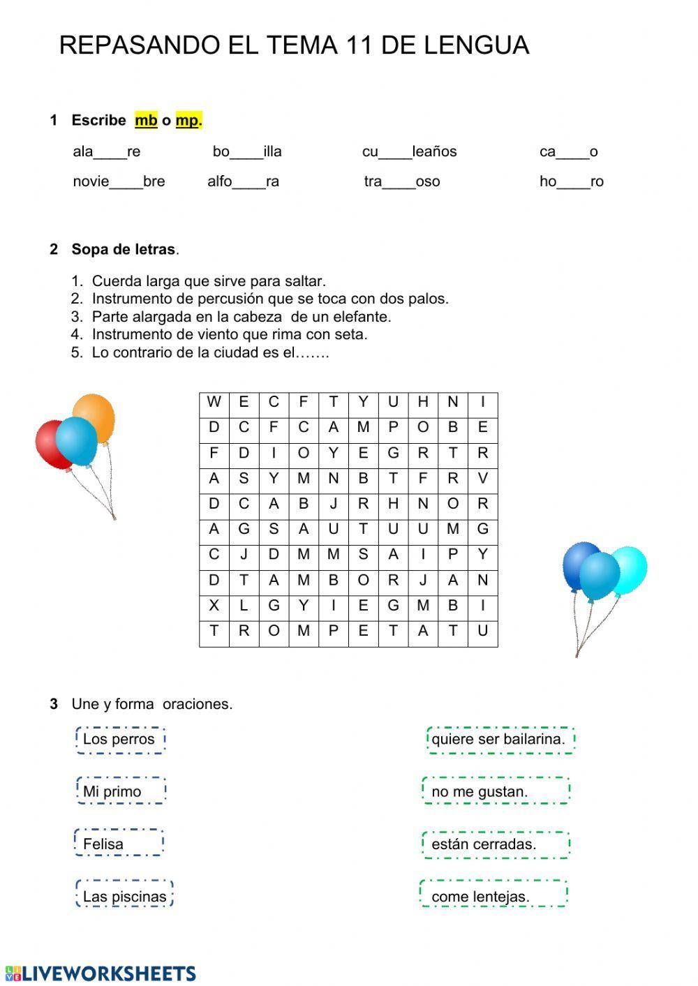 REPASANDO EL TEMA 11 .LENGUA 2º