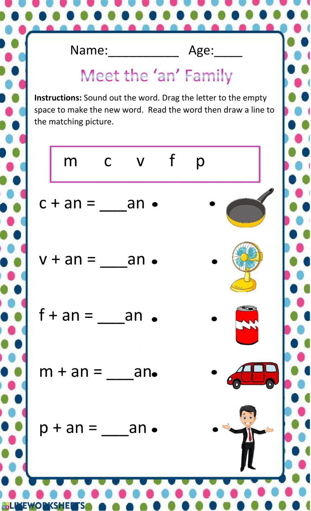 144025 | The &lsquo;an&rsquo; family | Jihan Dumont | LiveWorksheets