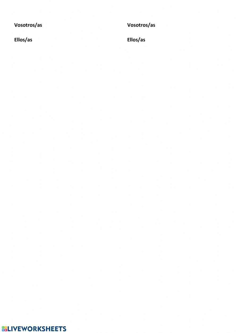 Conjugaciones: presente, pretérito imperfecto y pretérito perfecto simple