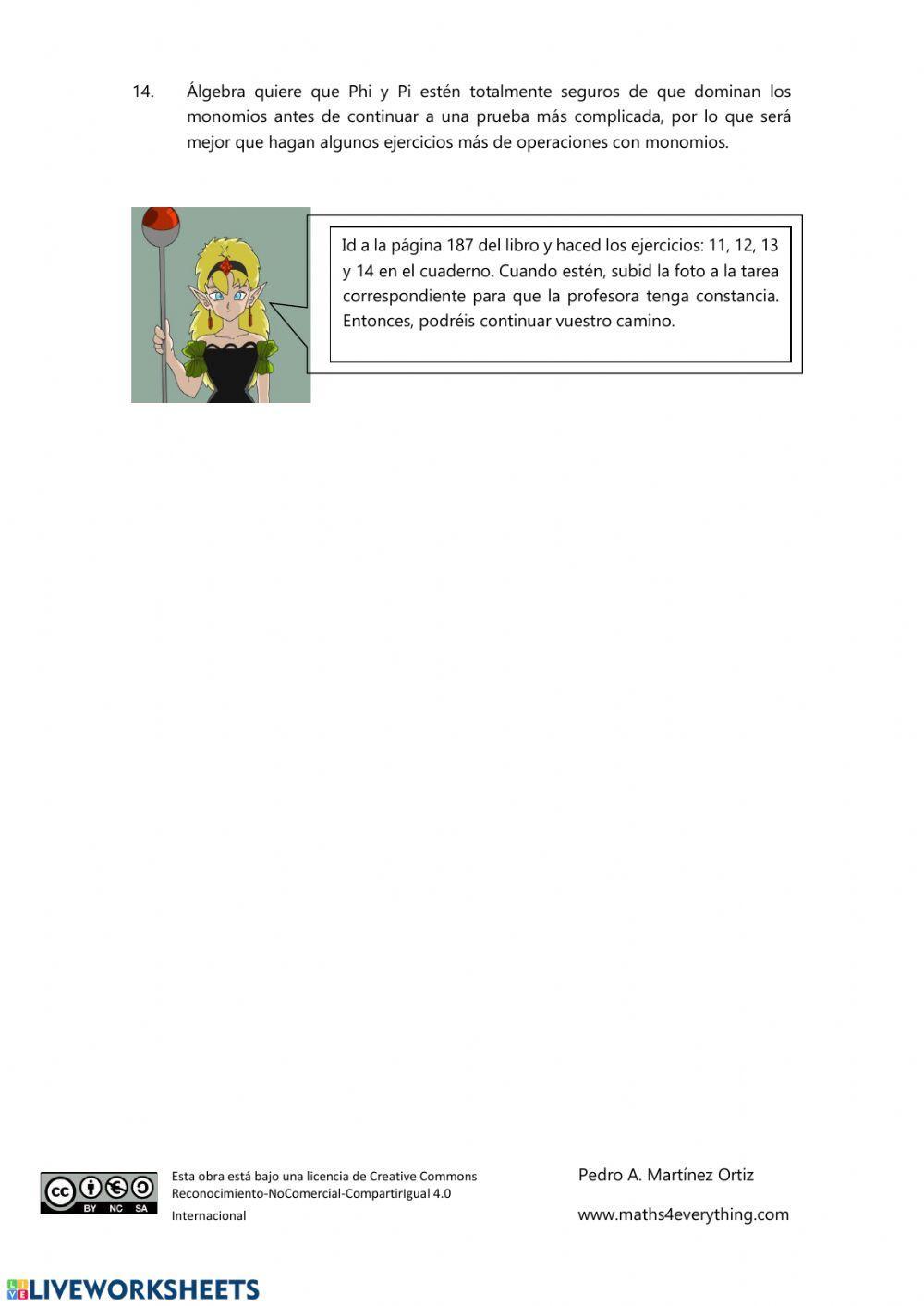 Ejercicios monomios con vídeos